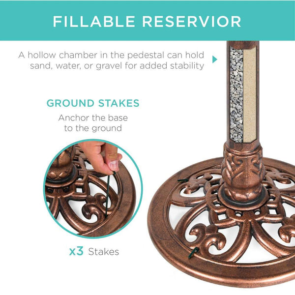 Pedestal Copper Birdbath - H6 - 793 -A3-1031