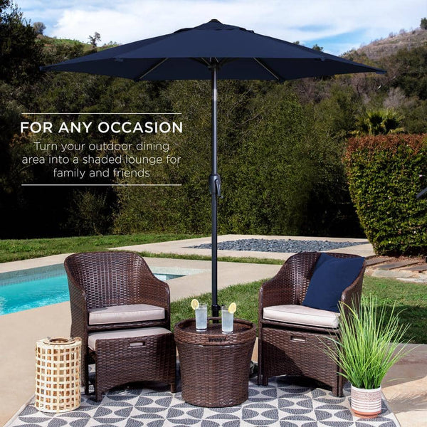 7.5 ft Heavy-Duty Outdoor Market Patio Umbrella with Push Button Tilt, Easy Crank Lift in Navy Blue 1738