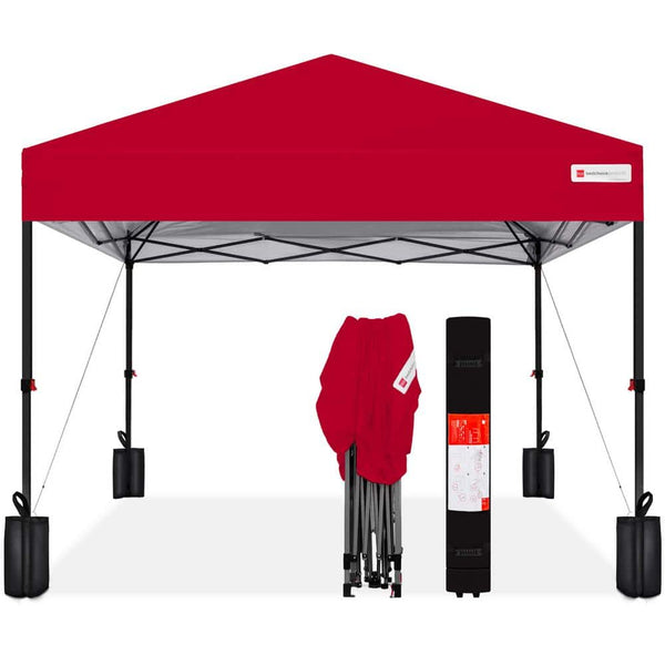 10 ft. x 10 ft. Red Easy Setup Pop Up Canopy Instant Portable Tent w/1-Button Push and Carry Case - L1 - 1369