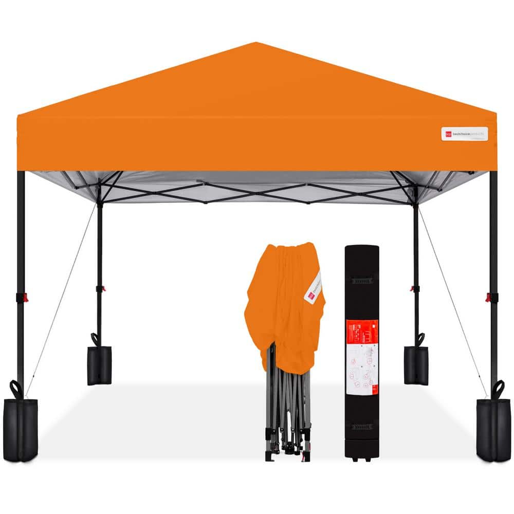 10 ft. x 10 ft. Orange Easy Setup Pop Up Canopy Instant Portable Tent w/1-Button Push and Carry Case - L8 - 1568
