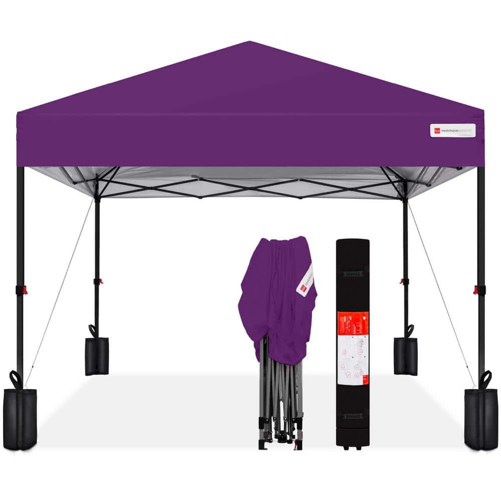 10 ft. x 10 ft. Amethyst Purple Easy Setup Pop Up Canopy Instant Portable Tent w/1-Button Push and Carry Case - K7 - 1571