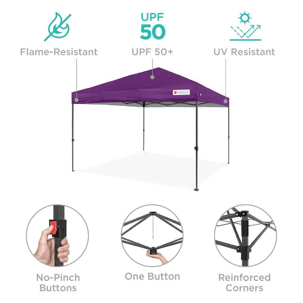 10 ft. x 10 ft. Amethyst Purple Easy Setup Pop Up Canopy Instant Portable Tent w/1-Button Push and Carry Case - K7 - 1571