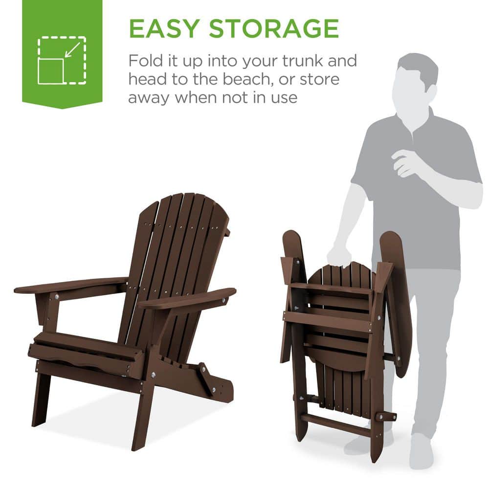 Brown Folding Wood Outdoor Adirondack Chair (Set of 1) - L7 - 1563