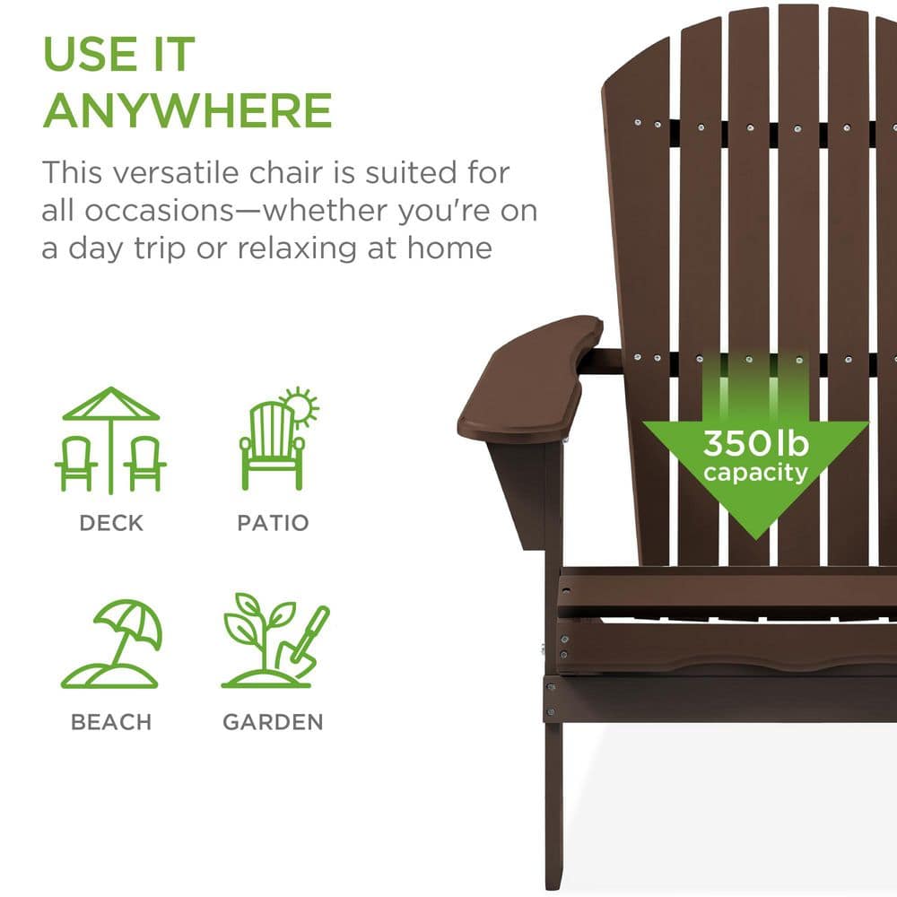 Brown Folding Wood Outdoor Adirondack Chair (Set of 1) - L7 - 1563