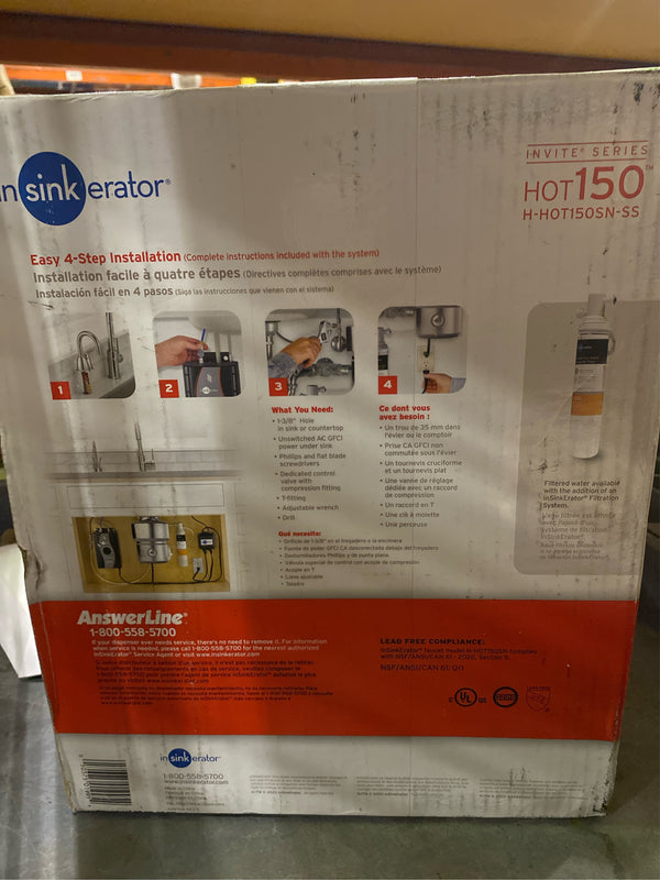 InSinkErator Invite HOT150 Series Instant Hot Water Dispenser Tank with 1-Handle 6.25 in. Faucet in Satin Nickel - G2 - 746