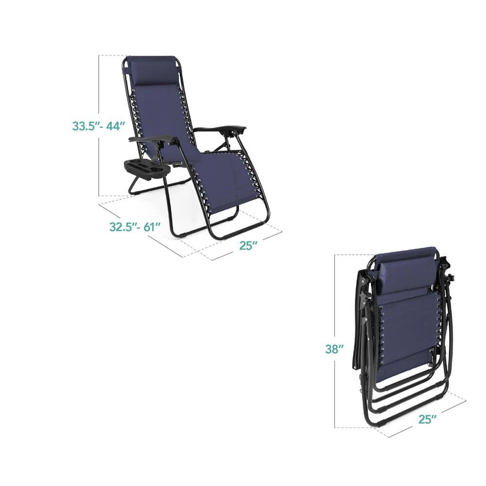 Blue Metal Zero Gravity Reclining Lawn Chair with Cup Holders (2-Pack) -M5-0037 -D5-0486