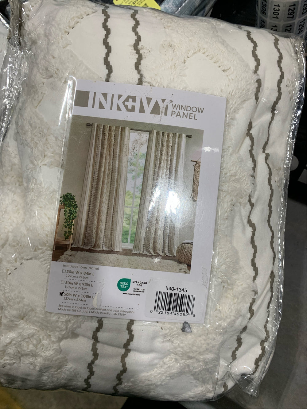 INK+IVY Imani 100% Cotton SINGLE PANEL Curtain Tufted Chenille Stripe Geometric Print Mid-Century Look Rod Pocket Top Drape for Living Room, Privacy Window Treatment for Bedroom, 50" W x 108" L, Ivory -A11-1285