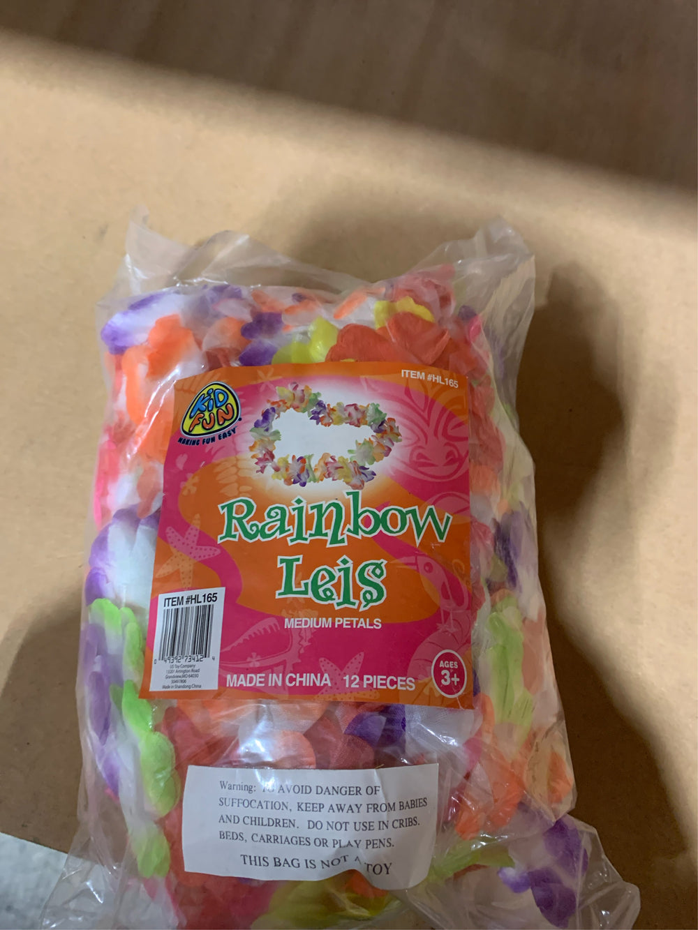 12 Pack Medium Petal Bright Color Luau Party Hawaiian 38 Fabric Leis Rainbow -E9-0133