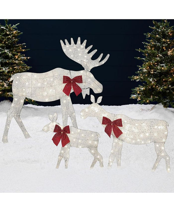 Best Choice Products 4ft 3-Piece Lighted 2D Christmas Moose Set Outdoor D cor w/ 195 LED Lights, Stakes - White - No Size - B11 - 1481