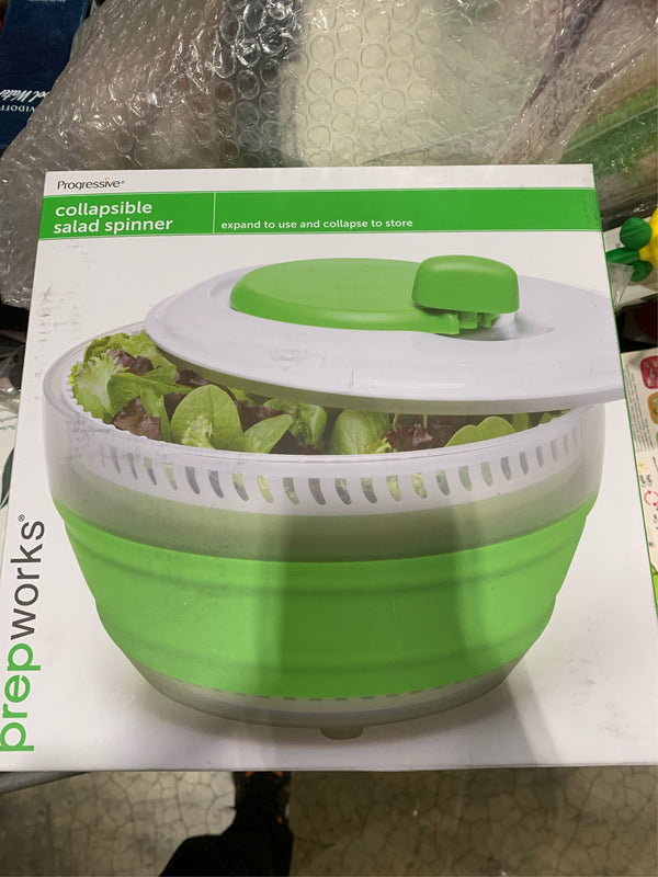 Progressive Prepworks Green/White Plastic Collapsible Salid Spinner 3 quite -F2-0678 -F2-0679 -F2-0680 -B4-1081 -B4-1082