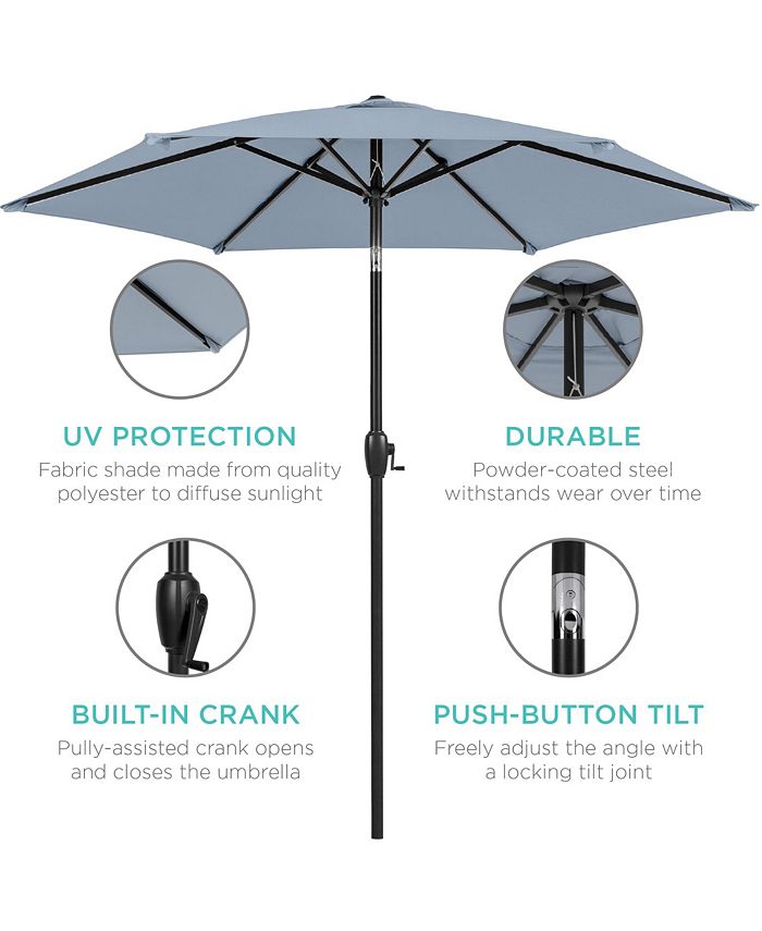 Best Choice Products 7.5ft Heavy-Duty Outdoor Market Patio Umbrella w/ Push Button Tilt, Easy Crank - Blue -F4-1998