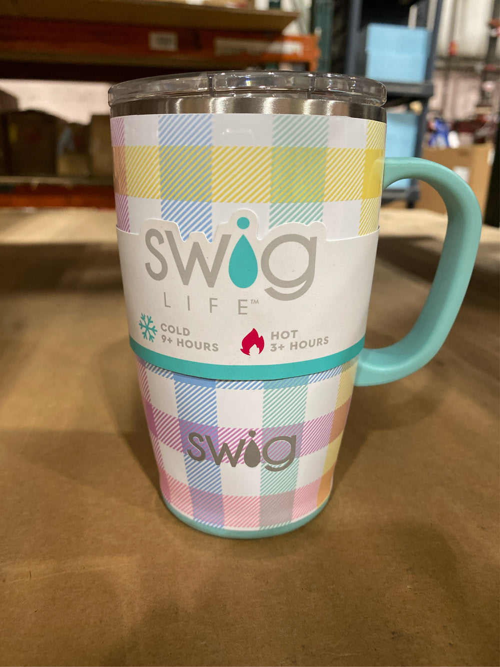 Swig Life 18oz Travel Mug | Insulated Stainless Steel Tumbler with Handle | Pretty in Plaid - K1 - 1376