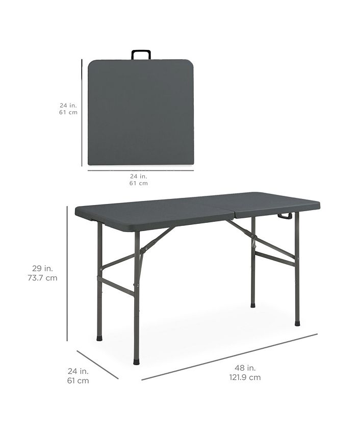 Best Choice Products 4ft Plastic Folding Table, Indoor Outdoor Heavy Duty Portable w/ Handle, Lock for Picnic - Gray - D7 - 581