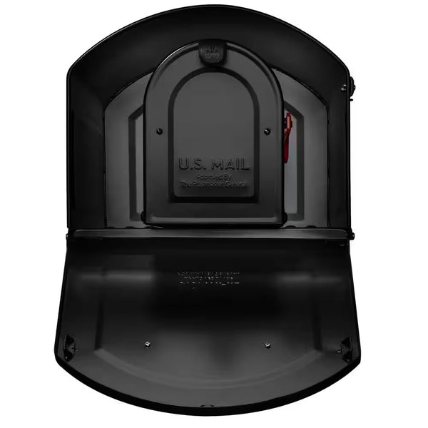 Centennial Black, Extra Large, Steel, Post Mount Mailbox with Premium Silver Handle and Flag 1888
