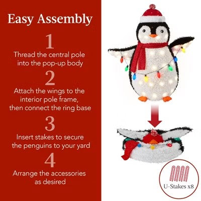 Best Choice Products 2-Piece Lighted 3ft Pop-Up Penguin Family Outdoor Christmas Decoration w/ 150 LED Lights - B6 - 1411