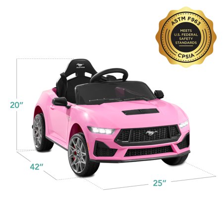 Best Choice Products Kids 12V Electric Ride-On Car Officially Licensed Ford Mustang w/ Remote, LED Lights - Pink - A6 - 1416