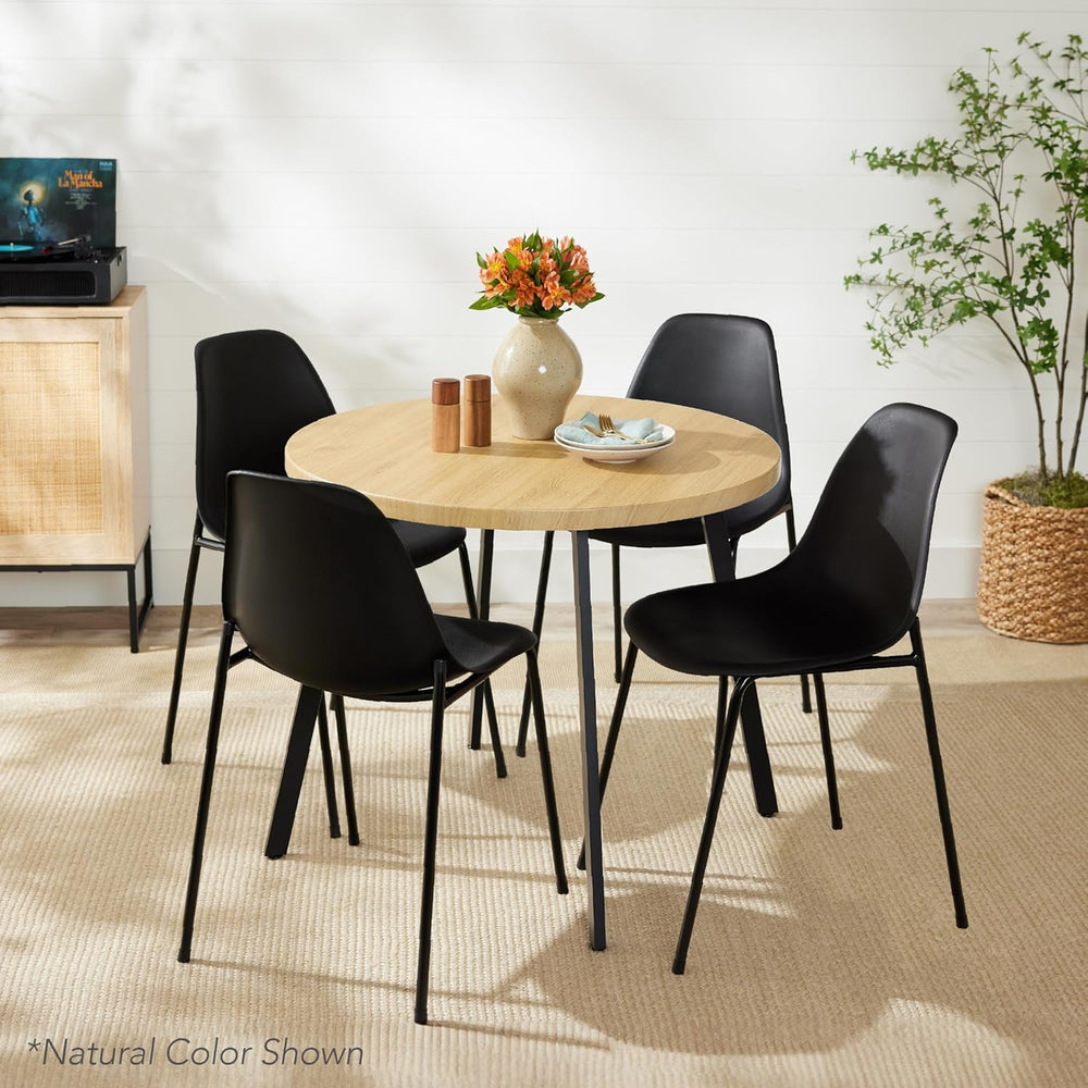 Best Choice Products Round Dining Table 35.5 , Mid-Century Modern Kitchen Table for 2-4 People, Small Space Apartment Dinette, Wood Top W/Steel Legs - Brown - H6 - 1067