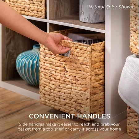Best Choice Products 10.5x10.5in Hyacinth Storage Baskets, Set of 5 Multipurpose Collapsible Organizers - Black -F2-1639