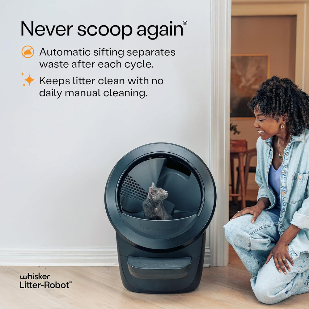 Litter-Robot 4 Supply Bundle by Whisker, Black - Automatic, Self-Cleaning Cat Litter Box, Includes Litter-Robot 4, 3 OdorTrap Refills, 10 Liners, 30 Cleaner Wipes, & 2 Carbon Filters 298 - D2