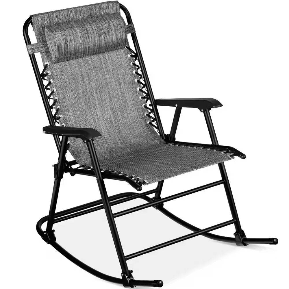 Steel Outdoor Zero Gravity Rocking Lawn Chair in Gray - J2 - 1953
