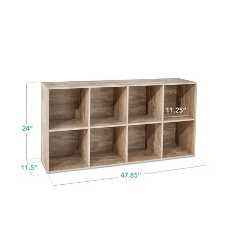 Best Choice Products 8-Cube Bookshelf, 11in Display Storage System, Organizer w/ Removable Back Panels - Greige - G3 - 1623