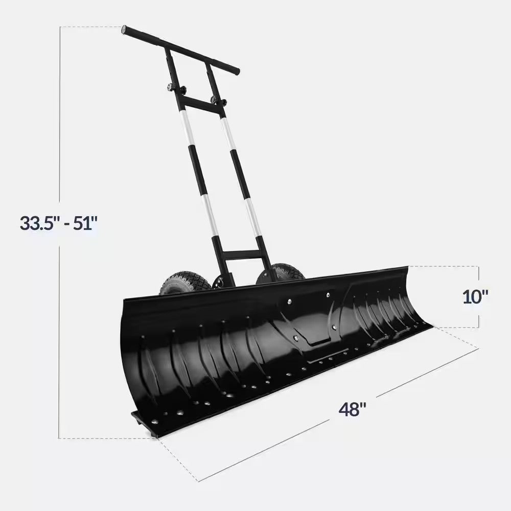 Best Choice Products 51in. Steel Handle Metal Blade Black Snow Pusher Shovel with Blade Angle, Reflective Tape and Adjustable Handle - F3 - 1598
