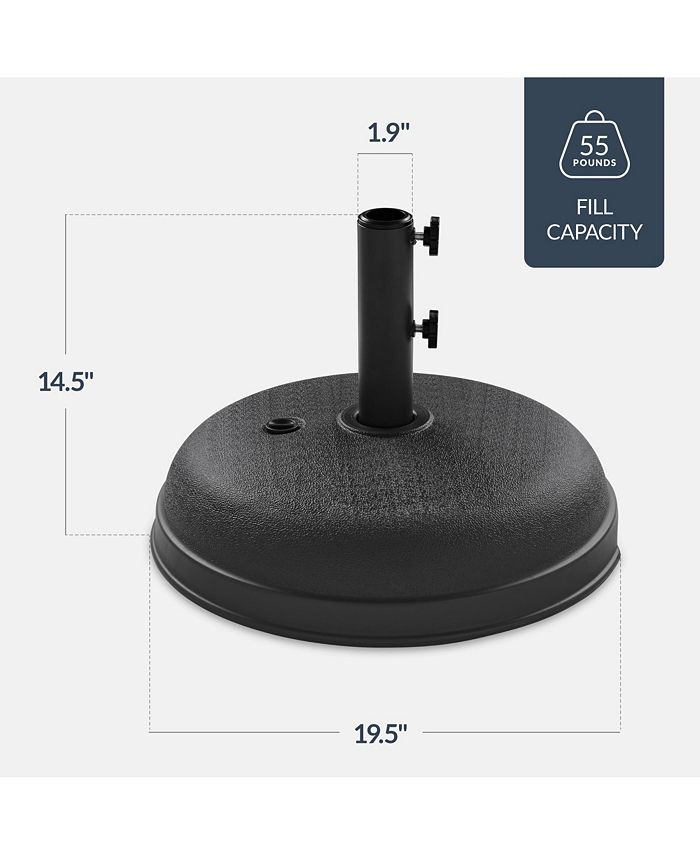 Best Choice Products Fillable Plastic Patio Umbrella Base Stand, Pole Holder w/ Adjustment Knob, Round Dome - Black -E5-1971
