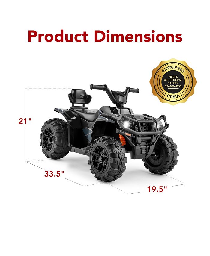 Best Choice Products 12V Kids Ride-On ATV Quad w/ Bluetooth, 2.4mph Max, Treaded Tires, LED Lights, Radio - Black - NO SIZE - G9 - 1032 -L3-0033