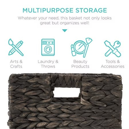 Best Choice Products 10.5x10.5in Hyacinth Storage Baskets, Set of 5 Multipurpose Collapsible Organizers - Black -F2-1639