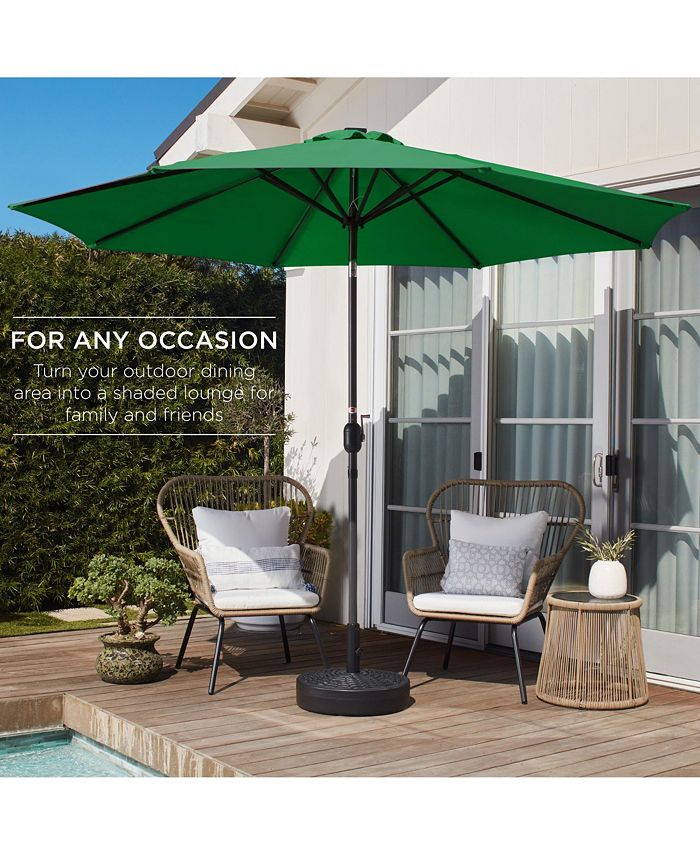 Best Choice Products 10ft Outdoor Steel Market Patio Umbrella w/ Crank, Tilt Push Button, 6 Ribs - Green - No Size - A2 - 495