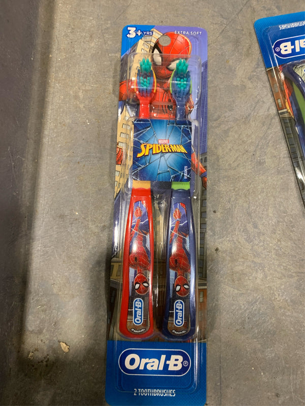 (Pack of 3) Oral-B Kid's Manual Toothbrush featuring Marvel's Spider-Man Soft Bristles for Children and Toddlers - 2ct (Graphics may vary) - C5 - 354 -C6-1138 -C6-1139 -C7-1150 -C6-1151