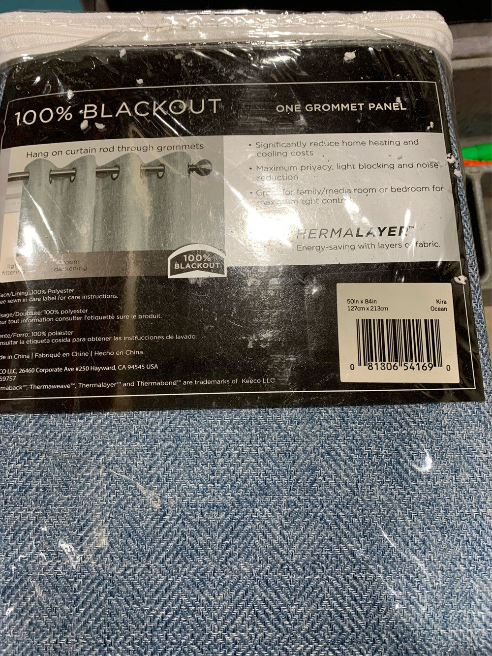 eclipse Kira Herringbone Absolute Zero 100% Blackout 1-Panel Window Curtain -C10-1271 -A11-1272