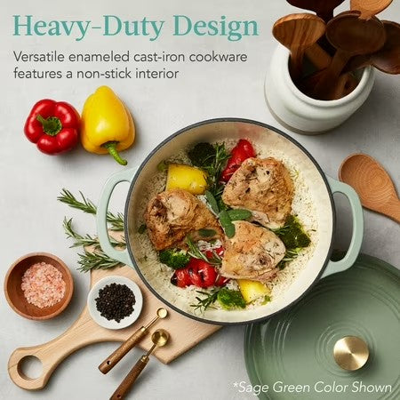 Best Choice Products 7.5 Quart Enamel Cast-Iron Dutch Oven, Heavy-Duty Cookware w/ Dual Handles, Lid - Blue -C6-0405