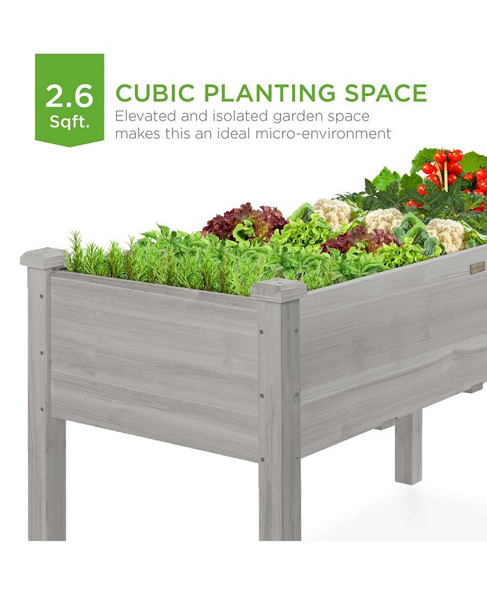 Best Choice Products 34x18x30in Raised Garden Bed, Elevated Wood Planter Box for Kids, Patio w/ Bed Liner - Gray - NO SIZE -C7-0413