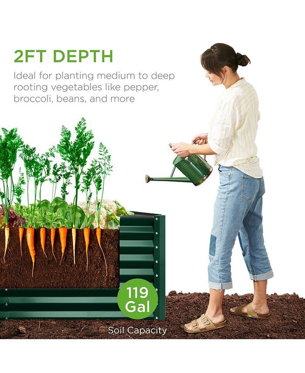 Best Choice Products 4x2x2ft Outdoor Metal Raised Garden Bed, Planter Box for Vegetables, Flowers - Green - No Size 1794