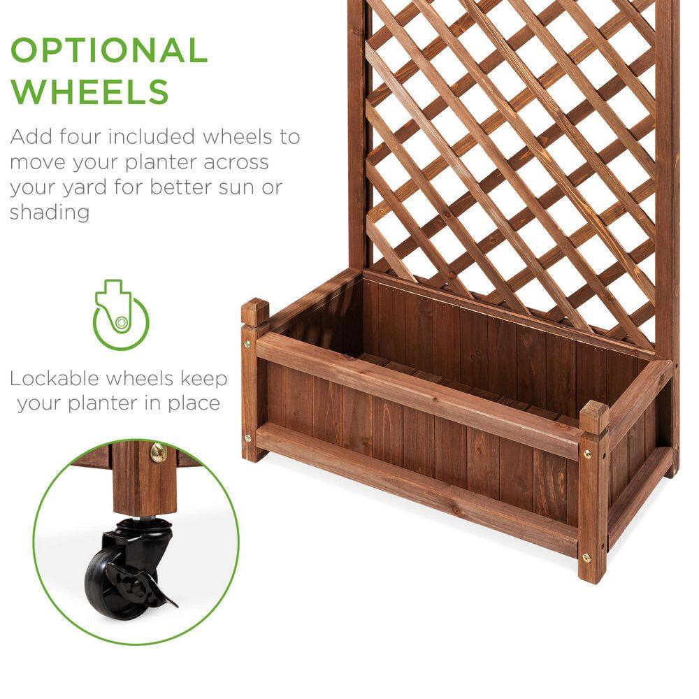 48 in. Wood Planter Box and Diamond Lattice Trellis (2-Pack) - J3 - 1962