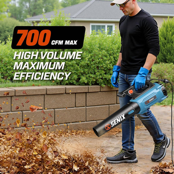 SENIX 12 AMP Handheld Electric Leaf Blower, Up to 700 CFM and 110 MPH, Variable Speed, Lightweight, 120v (BLAE12-M) 1907