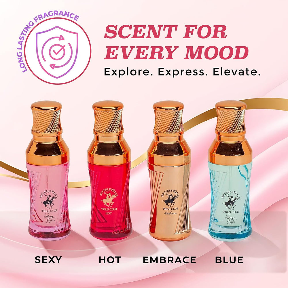 Beverly Hills Polo Club BHPC Perfume Gift Set for Women | 4 Piece Eau de Parfum Sexy, Sexy Blue, Hot, Embrace Fragrances -F5-0025
