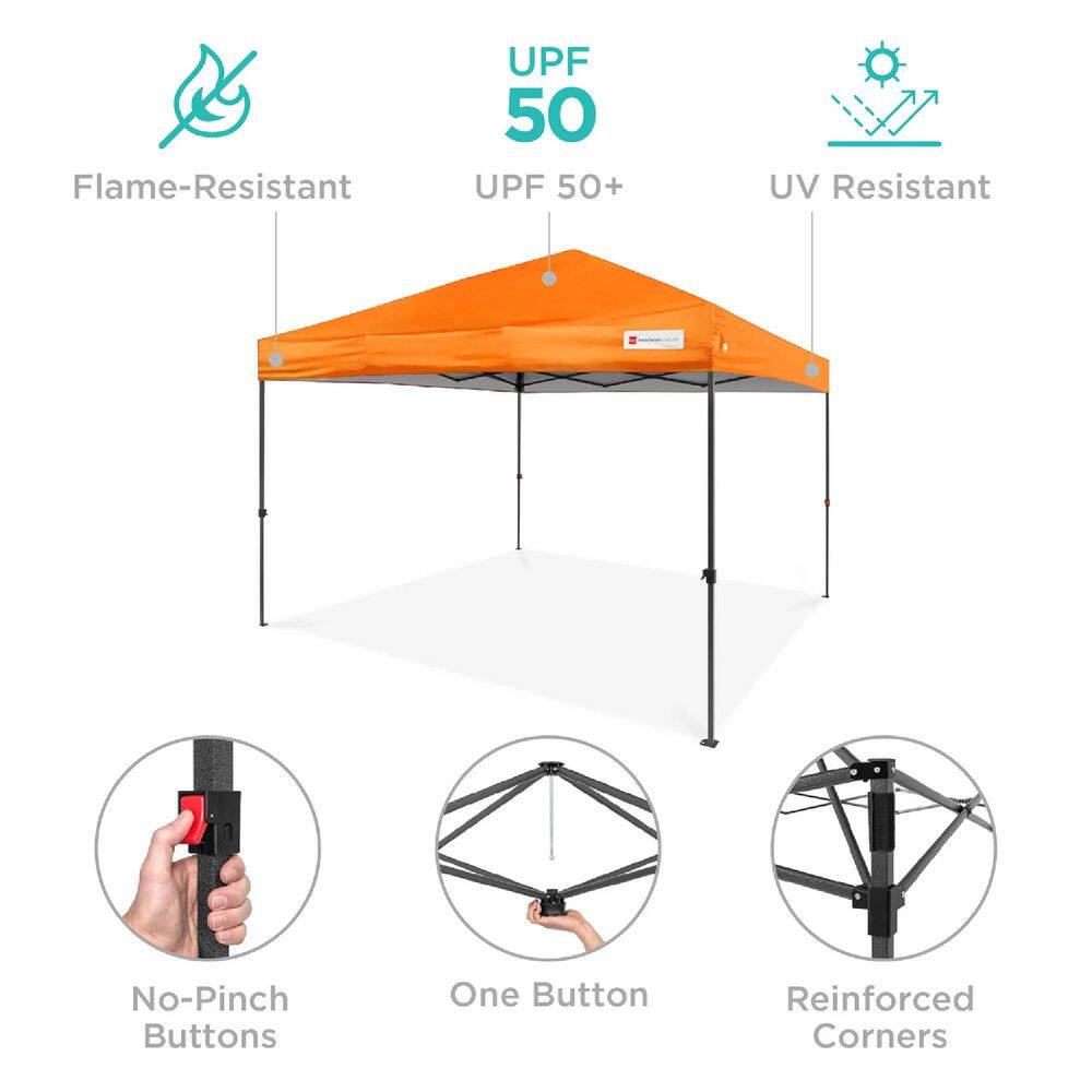 12 ft. x 12 ft. Orange Easy Setup Pop Up Canopy Instant Portable Tent with 1-Button Push and Carry Case - D9 - 1322