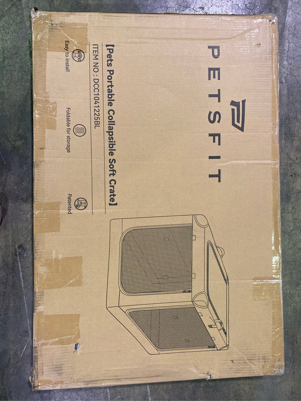 PETSFIT 36" Soft Portable Dog Crate   Patented Spiral Sturdy Frame, Collapsible Travel Kennel for Medium & Large Dogs, 3 Mesh Door, Lockable Zippers, Indoor & Car Use Blue - J3 - 1981