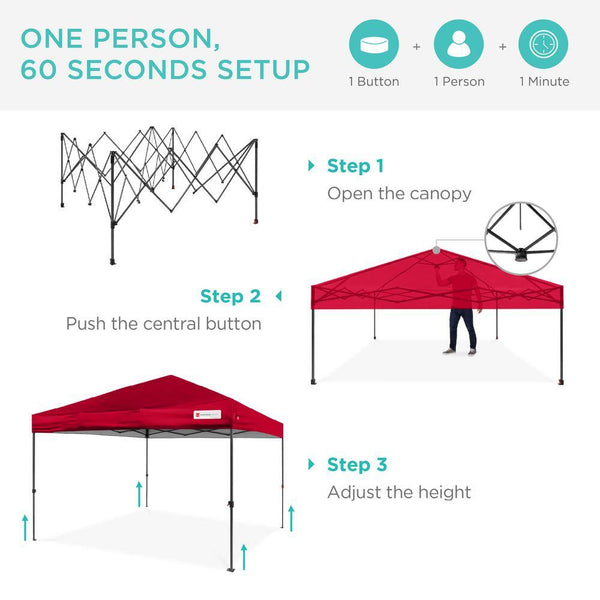 10 ft. x 10 ft. Red Easy Setup Pop Up Canopy Instant Portable Tent w/1-Button Push and Carry Case - G6 - 787