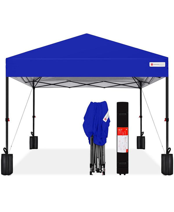 Best Choice Products 10x10ft Easy Setup Pop Up Canopy w/ 1-Button Setup, Wheeled Case, 4 Weight Bags - Blue - NO SIZE - C2 - 1017
