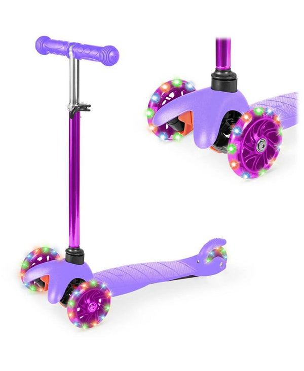 Best Choice Products Kids Mini Kick Scooter Toy w/ Light-Up Wheels and Height Adjustable T-Bar - Purple 1731