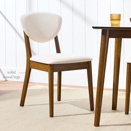 Best Choice Products 2-Piece Mid-Century Modern Wood & Upholstered Dining Chair Set - Walnut/Cream - A1 - 1429