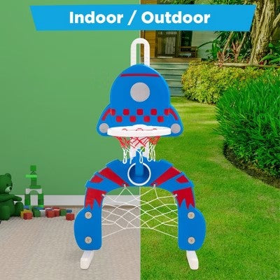 Best Choice Products 3-in-1 Toddler Basketball Hoop Sports Activity Center Grow With Me Play Set w/ Soccer, Ring Toss - A8 - 1460