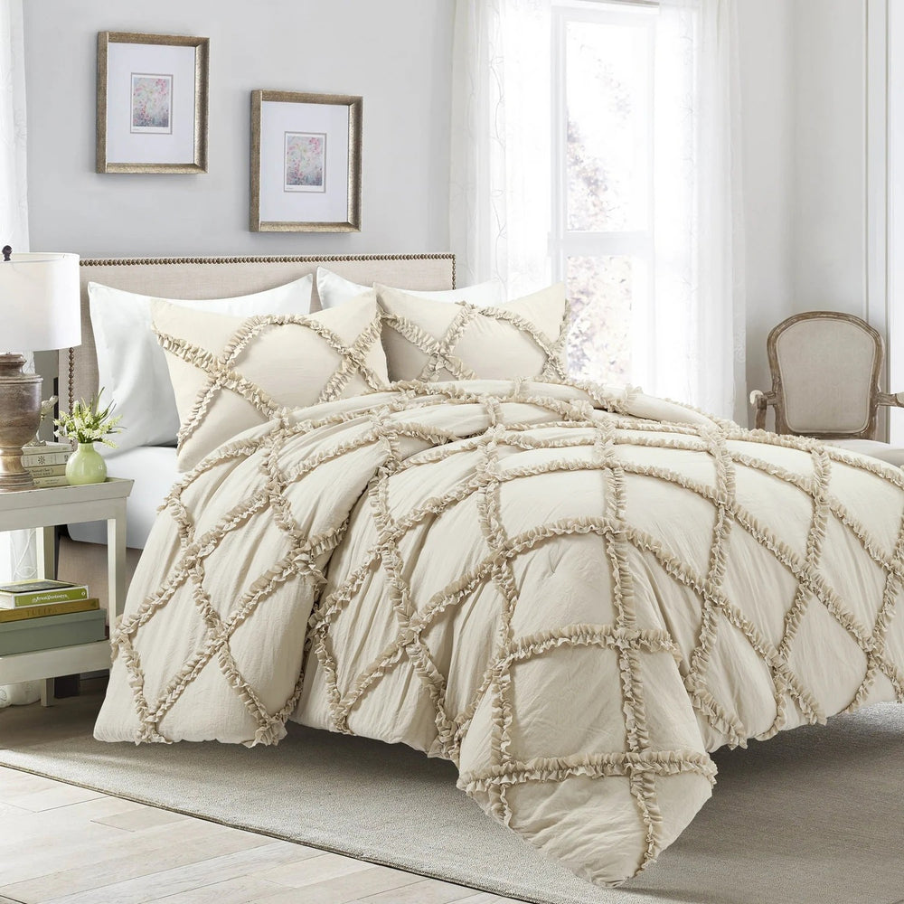 Lush Decor Neutral Solid King Comforter with (Fill) - G6 - 866