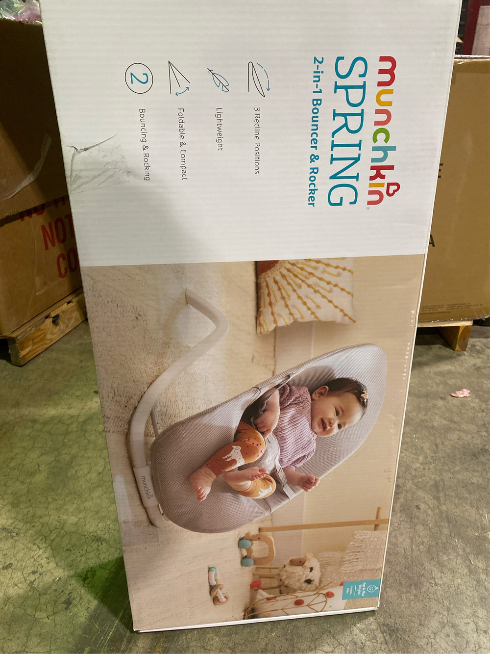 Munchkin  Spring 2-in-1 Infant Bouncer & Rocker, Lightweight with 3 Recline Positions, Unisex - L5 - 213
