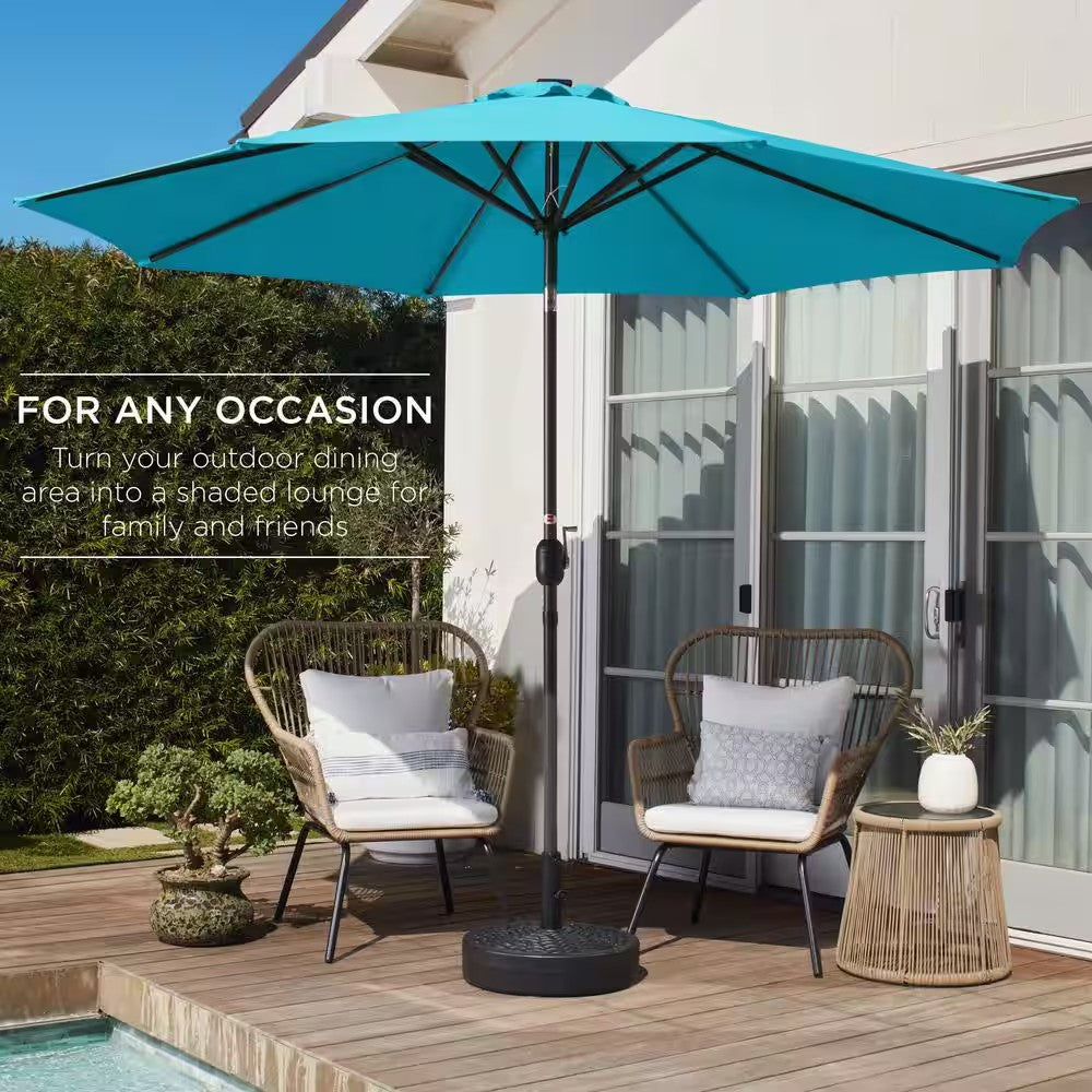 Sky Blue 10 ft. Steel Market Patio Umbrella with Crank and Tilt - A3 - 500