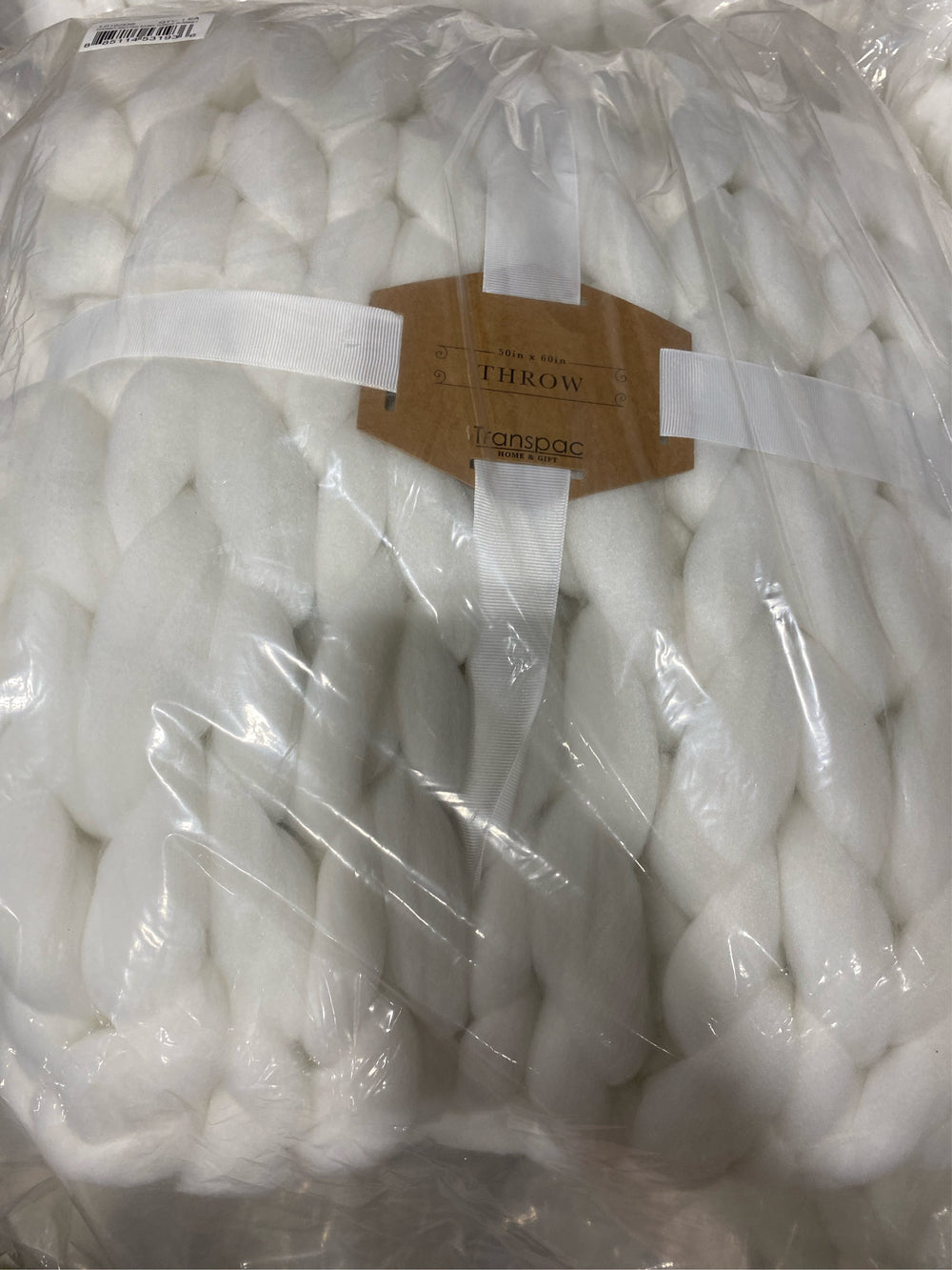Transpac Polyester Creme Everyday Chunky Knitted Ivory Throw Blanket - C13 - 630