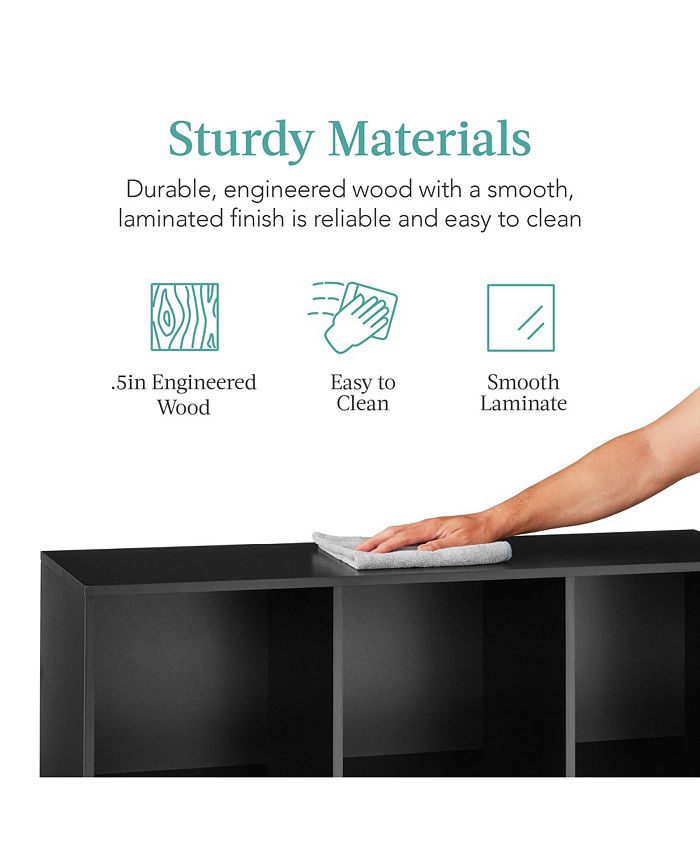Best Choice Products 6-Cube Bookshelf, 11in Display Storage System, Organizer w/ Removable Back Panels - Black - L9-1574